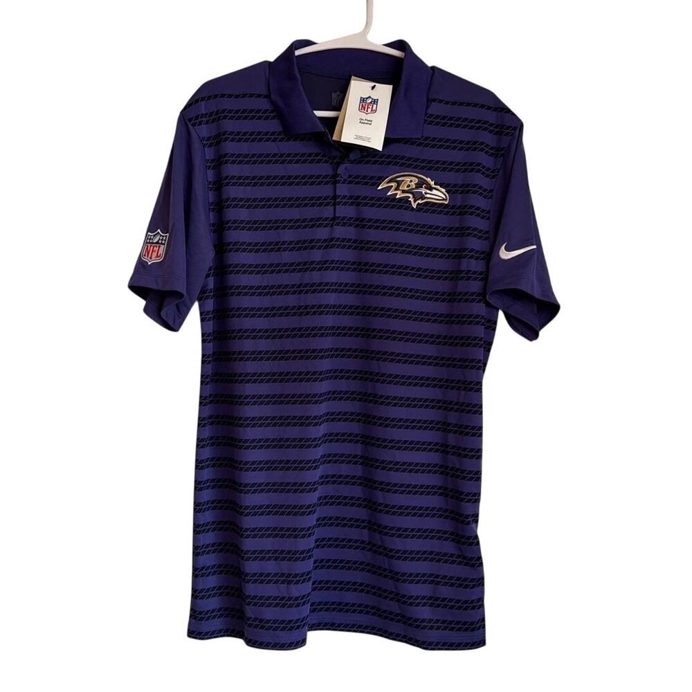 NWT Nike Baltimore Ravens Dri-FIT Polo, Purple Striped, Men's Small